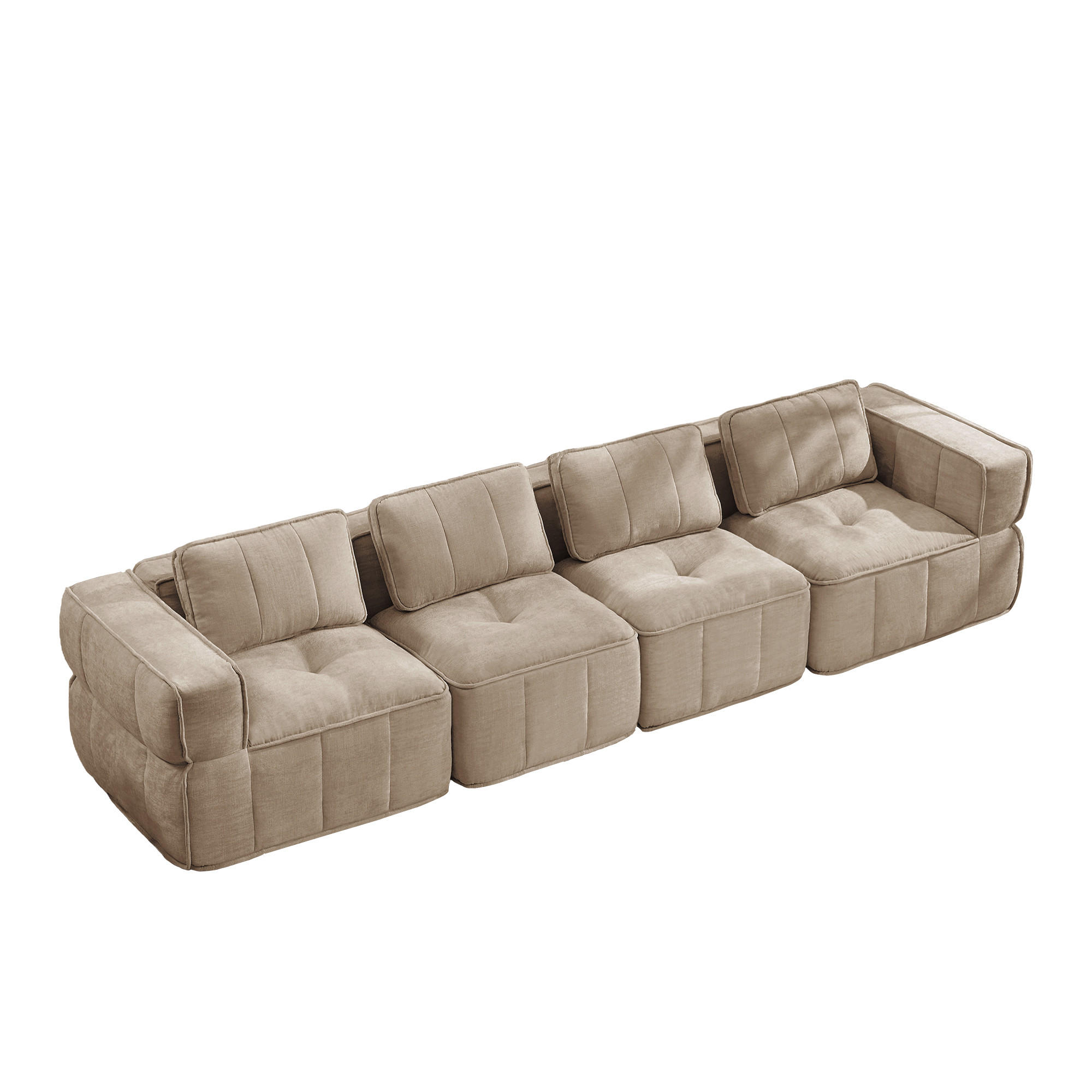 4-SITZER-SOFA DE-34428 mit stützenloses Design Sand - Sandfarben, Textil (93/67/344cm) - ComfortXL