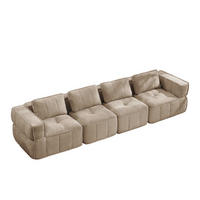 4-SITZER-SOFA DE-34428 mit stützenloses Design Sand - Sandfarben, Textil (93/67/344cm) - ComfortXL