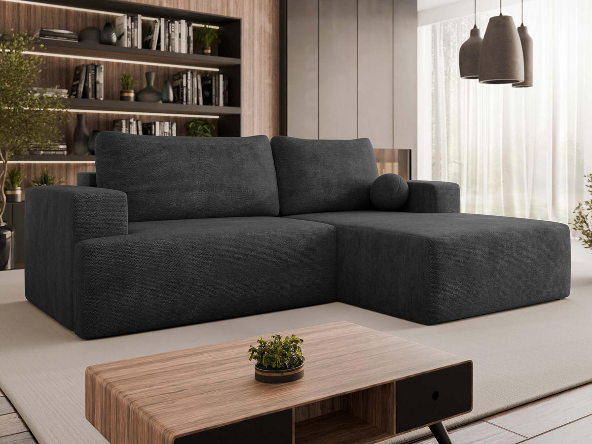 ECKSOFA Mivo, Seite: Rechts - Anthrazit/Schwarz, Holz/Kunststoff (266/163cm) - MIRJAN24