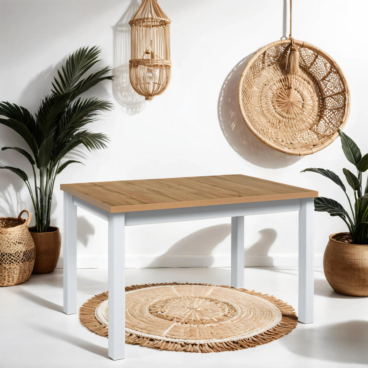 ESSTISCH Max 5, 120-150/80 cm, wotan - Eiche Wotan/Weiß, Holz (80/120/78cm) - Leaf Design