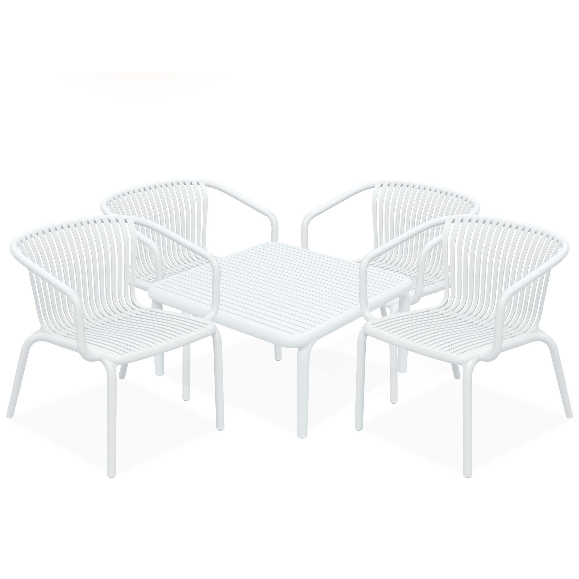 GARTEN ESSGRUPPE FICCARI, Gartenmöbel-Set 5-tlg, Weiß - Weiß, Kunststoff - KONSIMO®