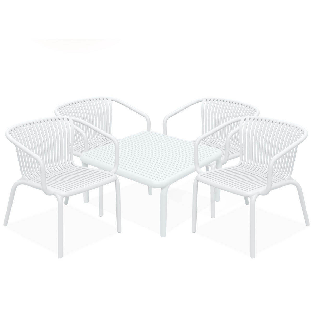 GARTEN ESSGRUPPE FICCARI, Gartenmöbel-Set 5-tlg, Weiß - Weiß, Kunststoff - KONSIMO®