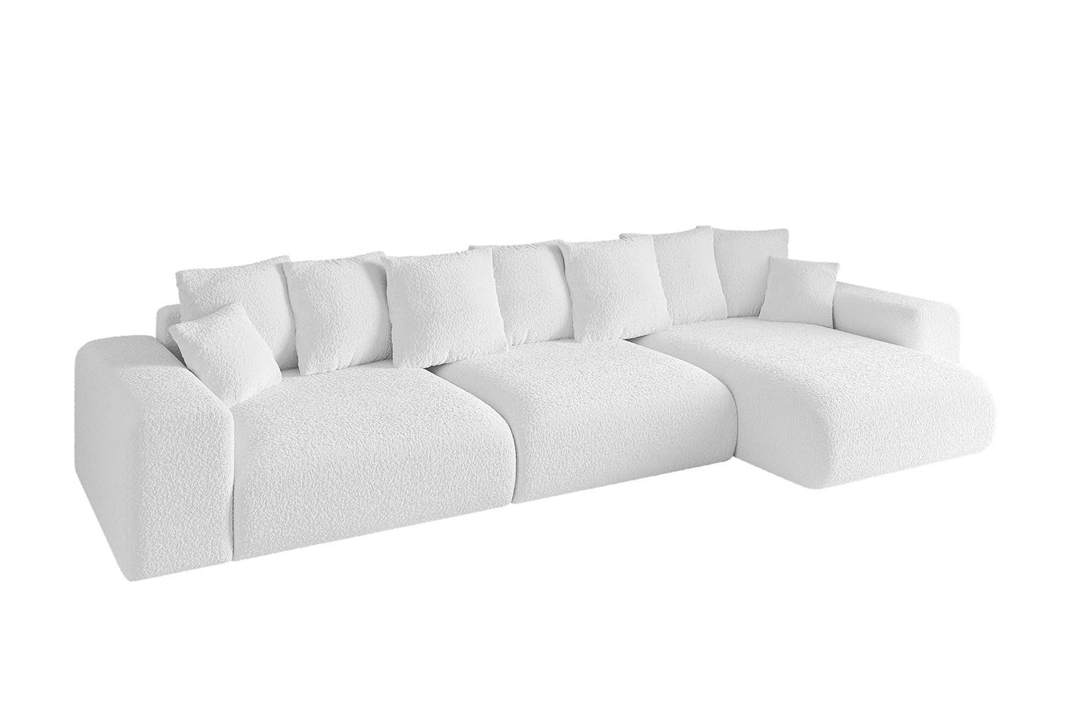 ECKSOFA Ottomane rechts ESKAR-L 364x176x84 Weiß Bouclé - Schwarz/Weiß, Holzwerkstoff/Kunststoff (176/364cm) - ALTDECOR