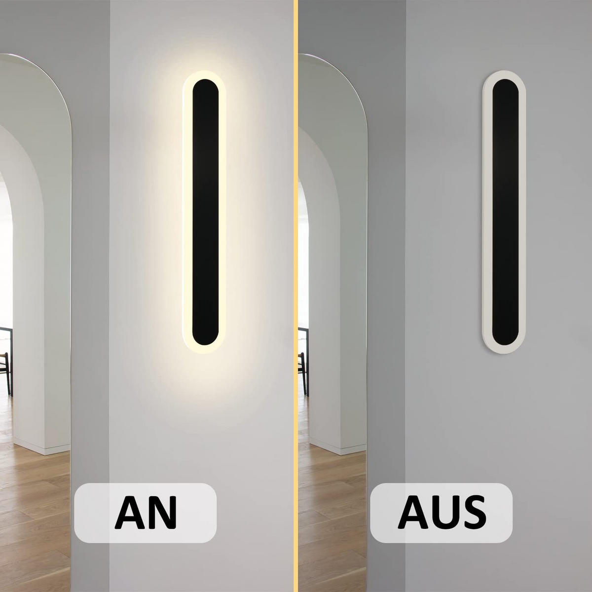 LED nástěnné svítidlo Yauger 50/8/4cm - černá, kov (8/4/50cm) - Nettlife