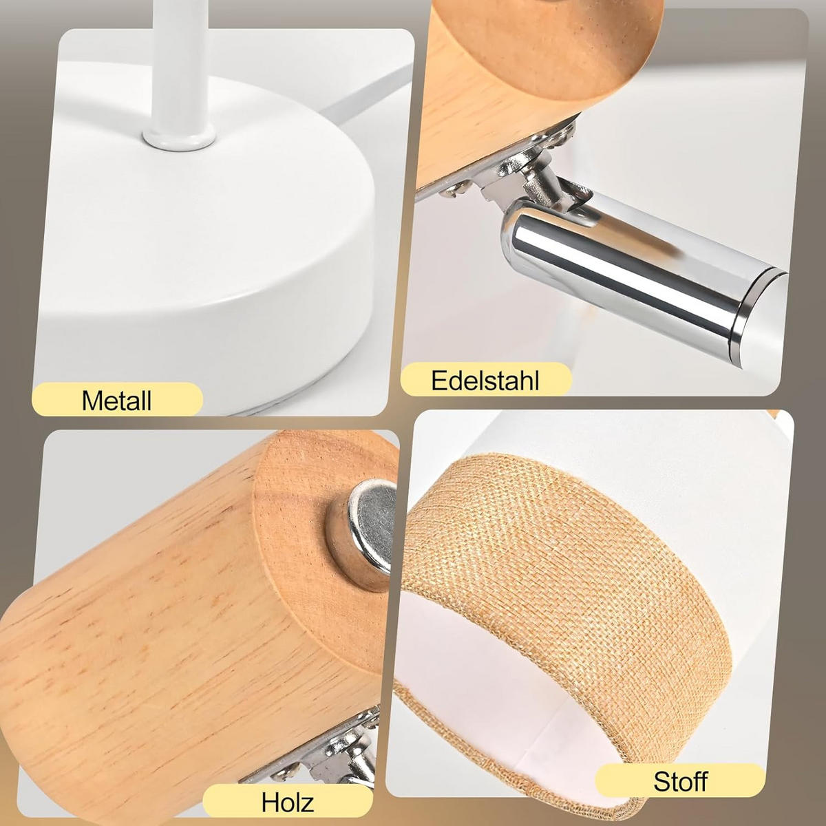 TISCHLEUCHTE BRAUN Ⅲ 16/12/36 cm - Weiß, Metall (16/12/36cm) - Nettlife