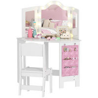 KINDERSCHMINKTISCH DE-18637 2-in-1 mit LED-Triptychonspiegel Weiß - Weiß, Holzwerkstoff (48.5/111.5/93.6cm) - ComfortXL
