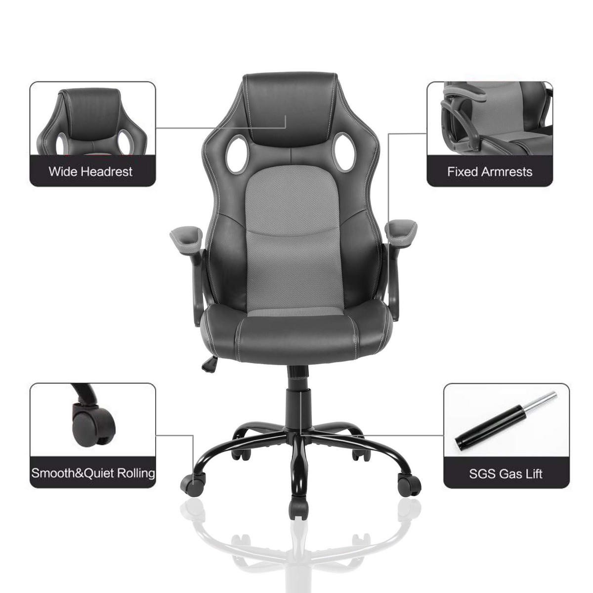 GAMINGSTUHL Schwarz 63/66/120 cm - Schwarz, Textil (63/120/66cm) - Mobili Rebecca