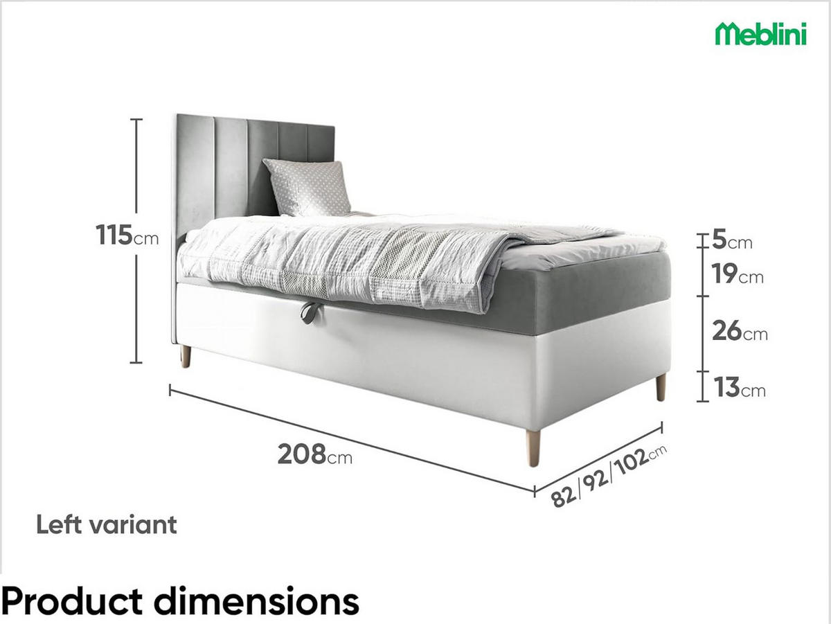 KINDERBETT MAYA 1 - Weiß/Grau, Holzwerkstoff (92/208cm) - Meblini