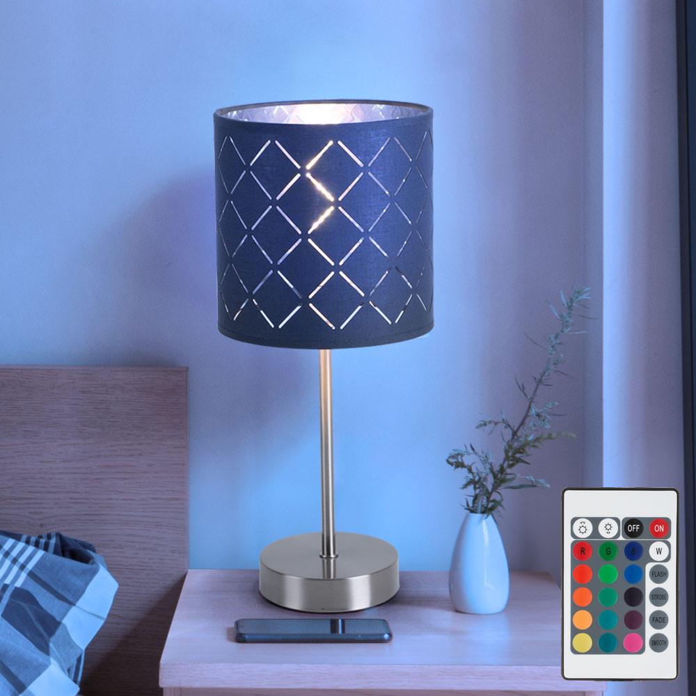 LED TISCHLEUCHTE KIDAL Grau Metall Textil - Grau, Textil (15/15/35cm) - Globo Lighting