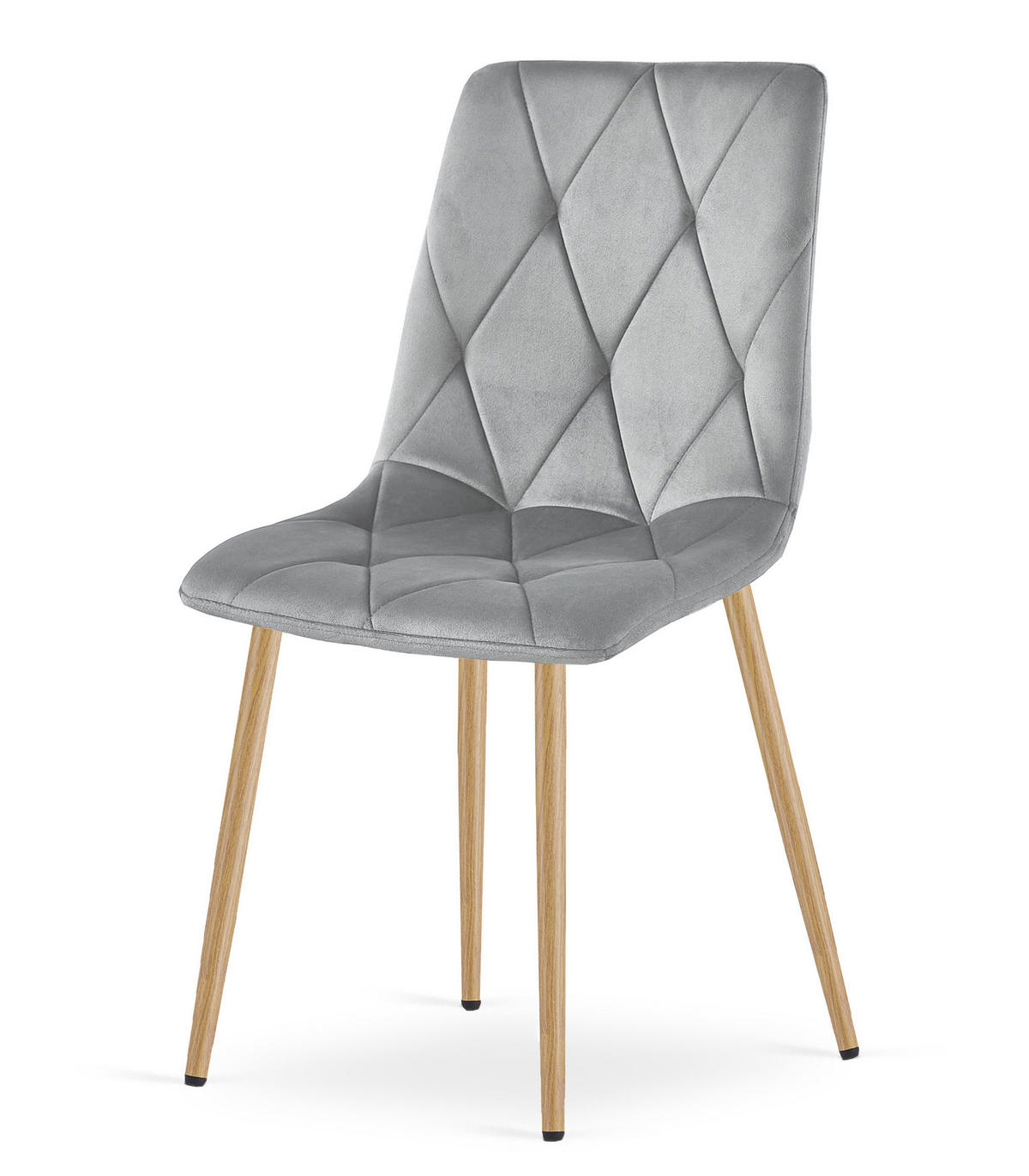 ESSZIMMERSTUHL 3-er Set TYRA hellgrauer Sitz, Beine in Holzfarbe - Eichefarben/Hellgrau, Textil (44.5/87/54.5cm) - Valora