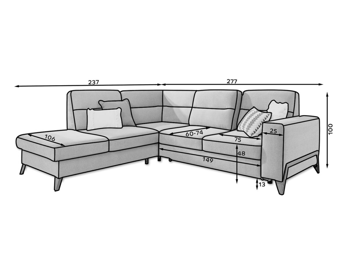 ECKSOFA mit Schlaffunktion & Bettkasten, luxus Nube-Stoff - Schwarz/Rosa, Textil/Metall (277/237cm) - Eltap