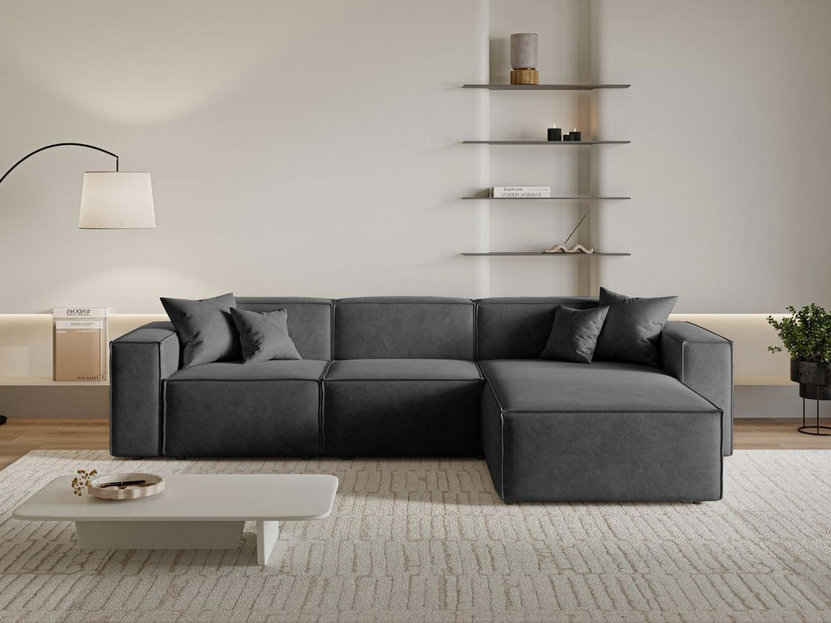 ECKSOFA Arizona Dunkelgrau Rechts - Dunkelgrau, Holz/Textil (265/180cm) - Graingold