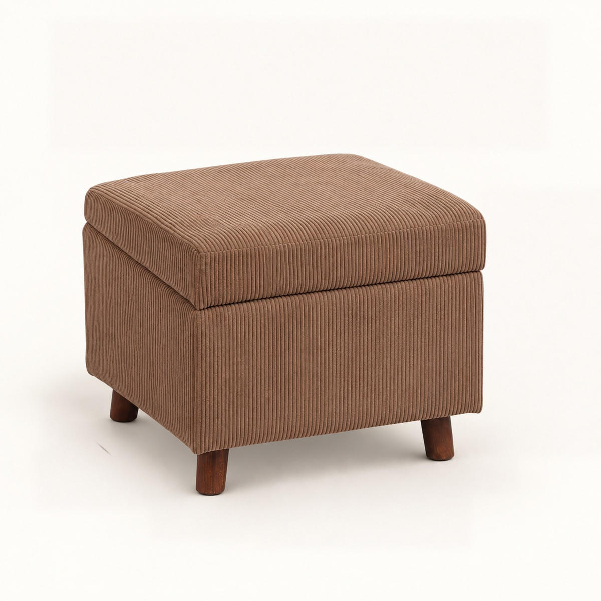 TABURET Hnědý manšestr s úložným prostorem 40 cm - hnědá, dřevo/kompozitní dřevo (46/40/40cm) - Relaxdays