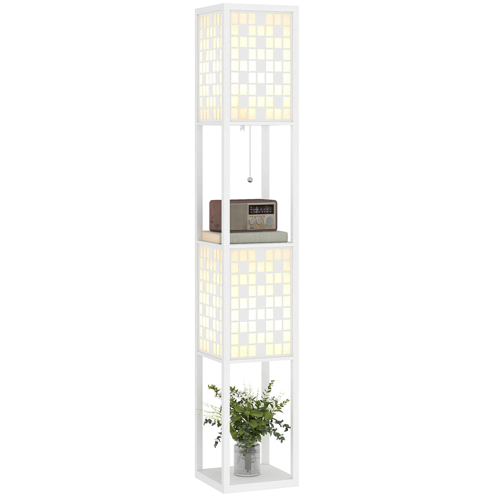 STEHLAMPE mit Fußschalter, Weiß - Weiß, Kunststoff (26/26/155.5cm) - HOMCOM