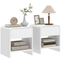 NACHTSCHRANK 2er-Set DE-12932 Schublade und offenes Fach Weiß - Weiß, Holzwerkstoff (35/45/40cm) - ComfortXL