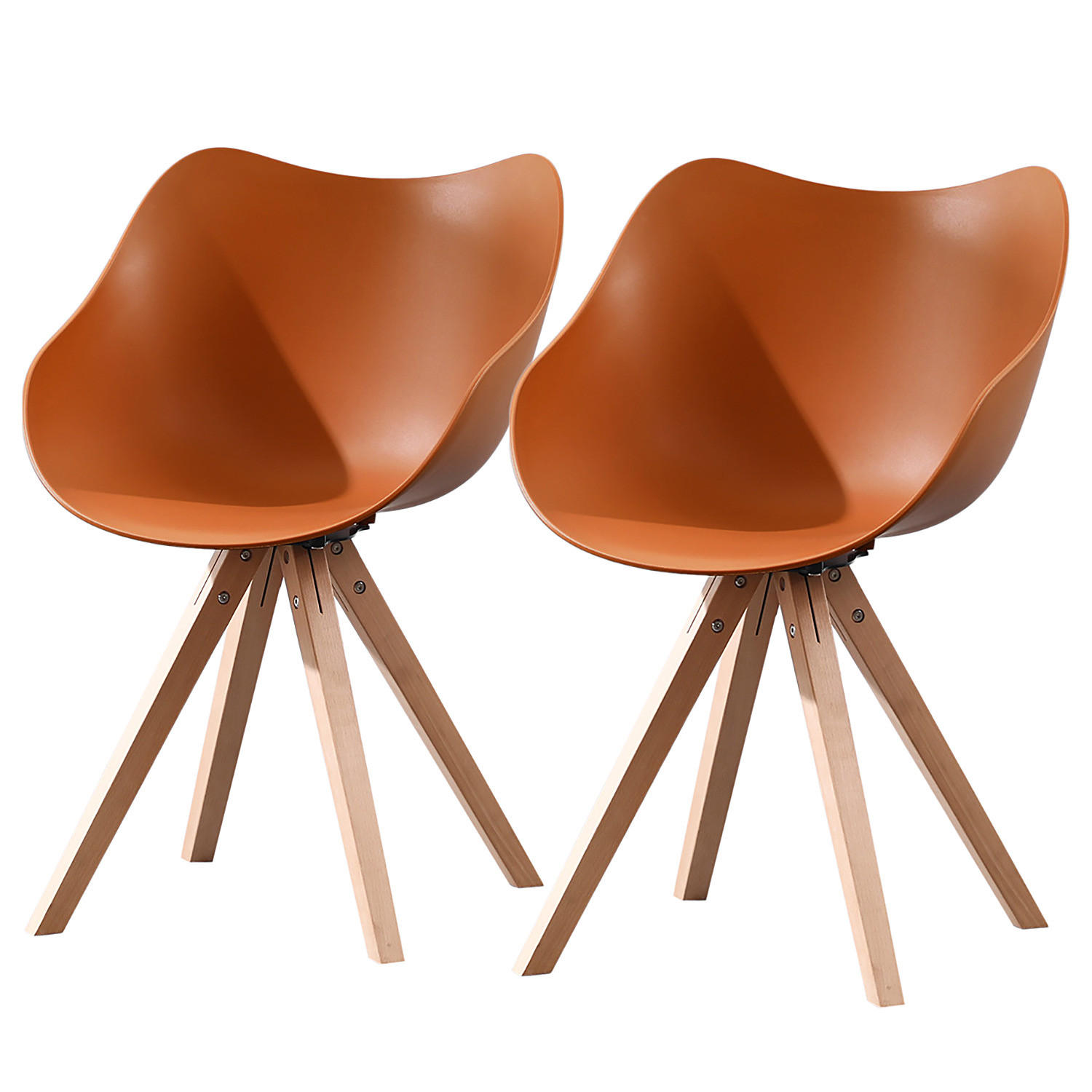 ARMLEHNENSTUHL 2ER-SET - Kunststoff / Massivholz - Orange, Holz/Kunststoff (55/81/54cm) - home24