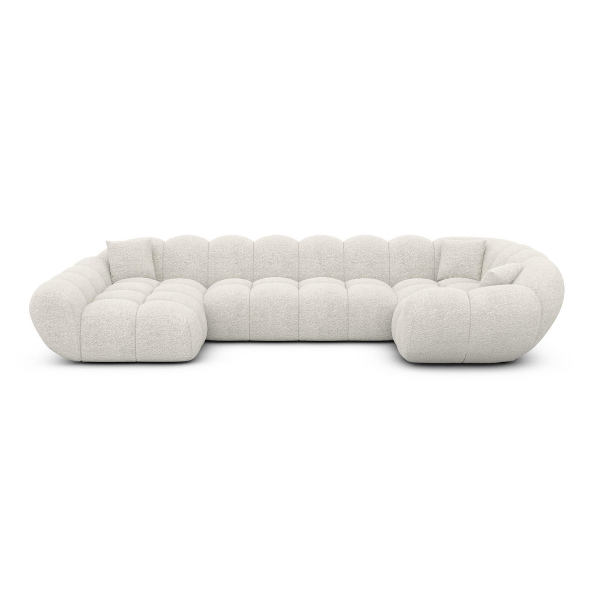 WOHNLANDSCHAFT Liva Weiß Bouclé U-Form XL Links - Weiß, Textil (323/70/193cm) - VAROYAL