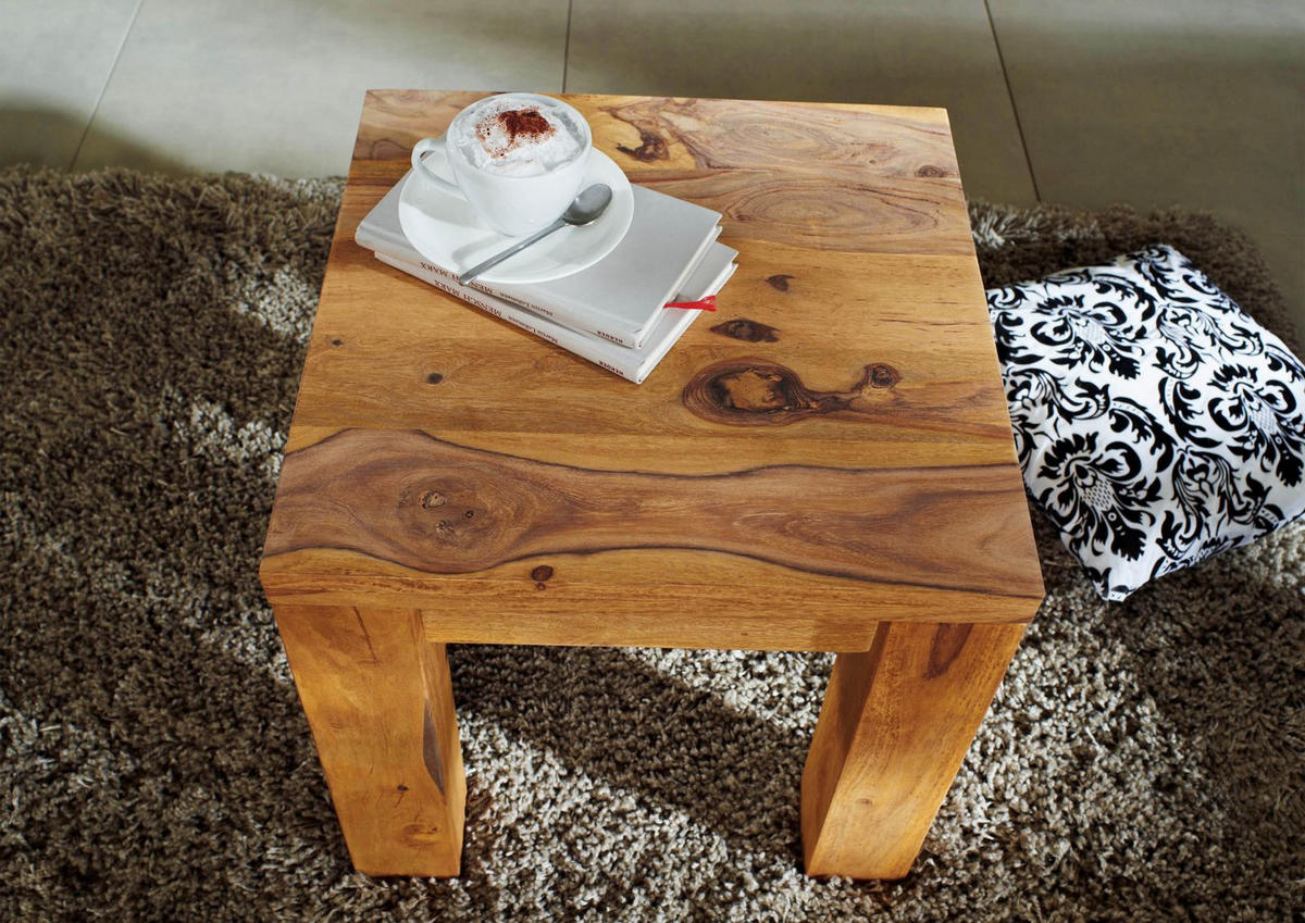 HOCKER Sheesham 45x45x45 braun geölt NATURE BROWN #108 - Braun, Holzwerkstoff (45/45/45cm)