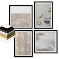 WANDBILDER 4er-Set - 50x50 cm & 40x60 cm Schwarzer Rahmen - Boho-Naturtexturen - Schwarz, Kunststoff (50/50cm) - ArtPrintCave