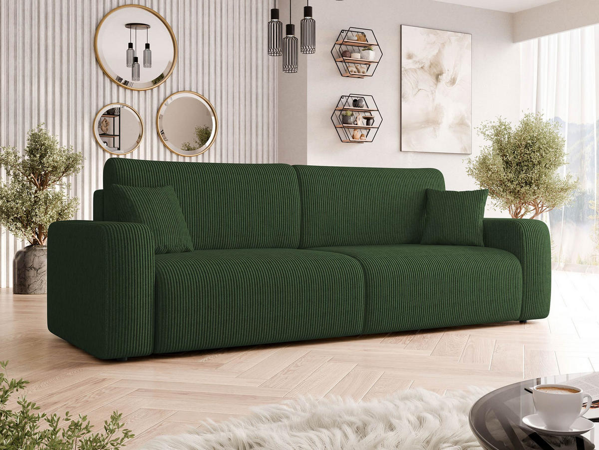 SCHLAFSOFA Piano Cord - Schwarz/Grün, Holz/Kunststoff (245/82/92cm) - MIRJAN24