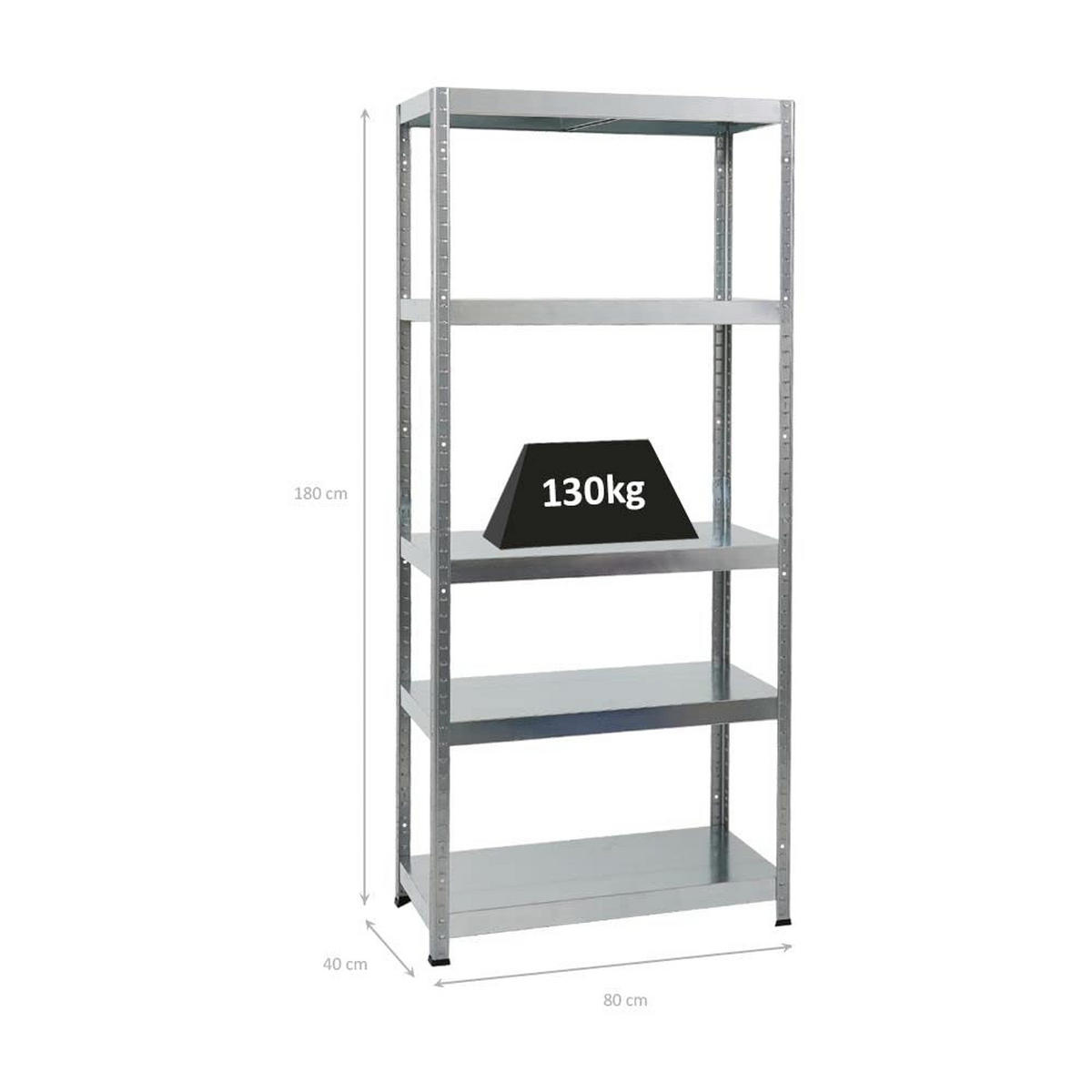 SCHWERLASTREGAL Steel Eagle 180x80x40 cm Fachlast 130 kg Verzinkt - Silberfarben, Metall (80/180/40cm) - PROREGAL