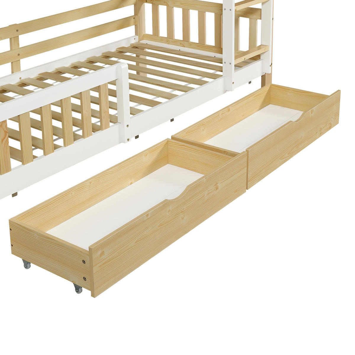 ETAGENBETT 90/200 cm teilbar in 2 Einzelbetten, DE-41774, in Natur - Naturfarben, Holzwerkstoff (90/200cm) - ComfortXL