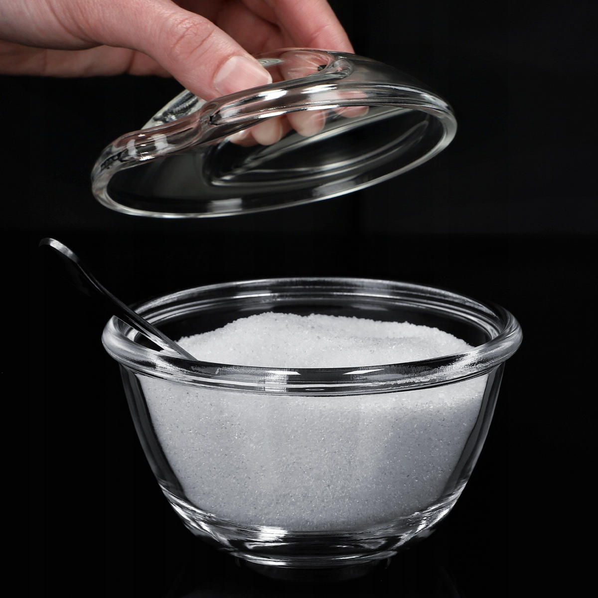 ZUCKERDOSE aus Glas mit Deckel 12x9 cm - Transparent, Glas (12/12cm) - KADAX