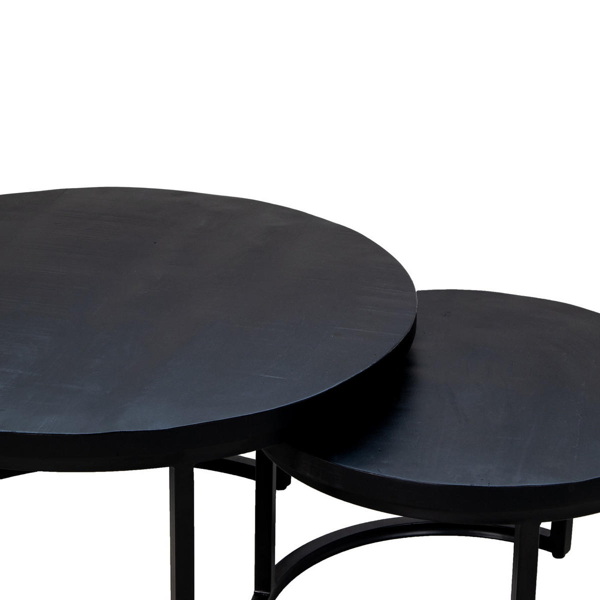 COUCHTISCH 2er-Set aus Mangoholz, schwarz - Schwarz, Metall (70/70/38cm) - Giga Meubel