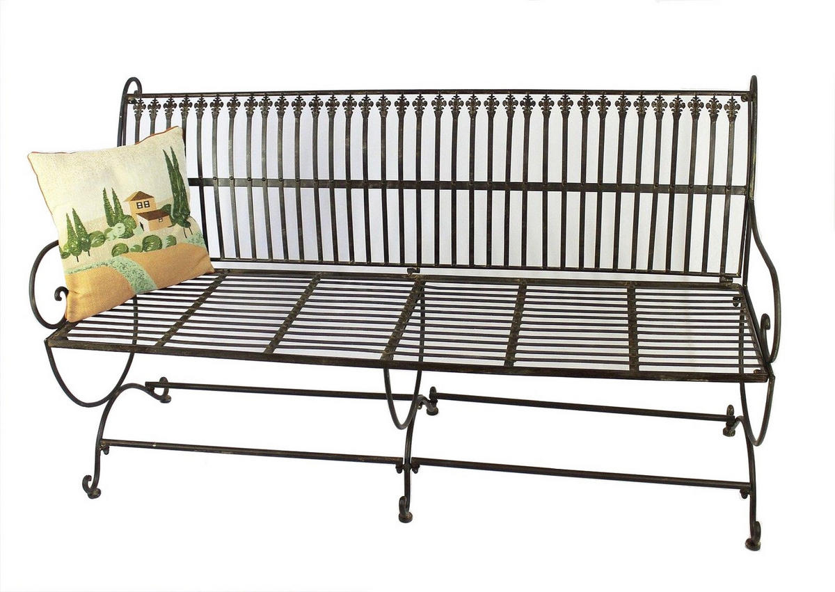 GARTENBANK 3-Sitzer Metall Braun antik 153/60/87 cm - Braun, Metall (153/87/60cm) - DanDiBo