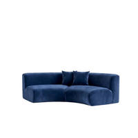 SOFA Round, Velvet-Stoff Bluvel, Tintenblau, GRETA - Blau, Holz (294/70/89cm) - Kaiser Möbel