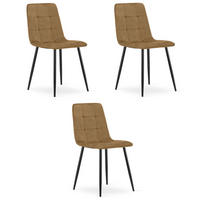 ESSZIMMERSTUHL 3-er Set PYRA brauner Sitz, schwarze Beine - Schwarz/Braun, Textil (45/87/50.5cm) - Valora
