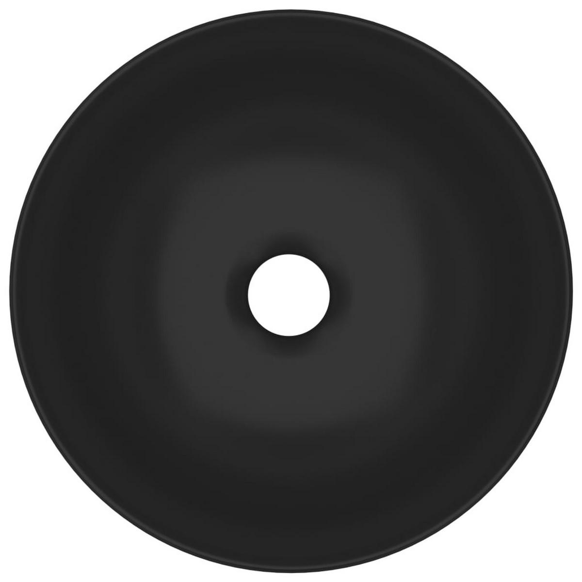 WASCHBECKEN Keramik Matt-Schwarz Rund - Schwarz, Keramik (10/28/28cm) - vidaXL