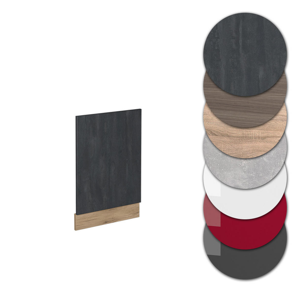 FRONTBLENDE R-Line Schwarz Beton 45 cm AP Marmor - Eiche Wotan/Schwarz, Holzwerkstoff (45/57.2/1.6cm) - Vicco