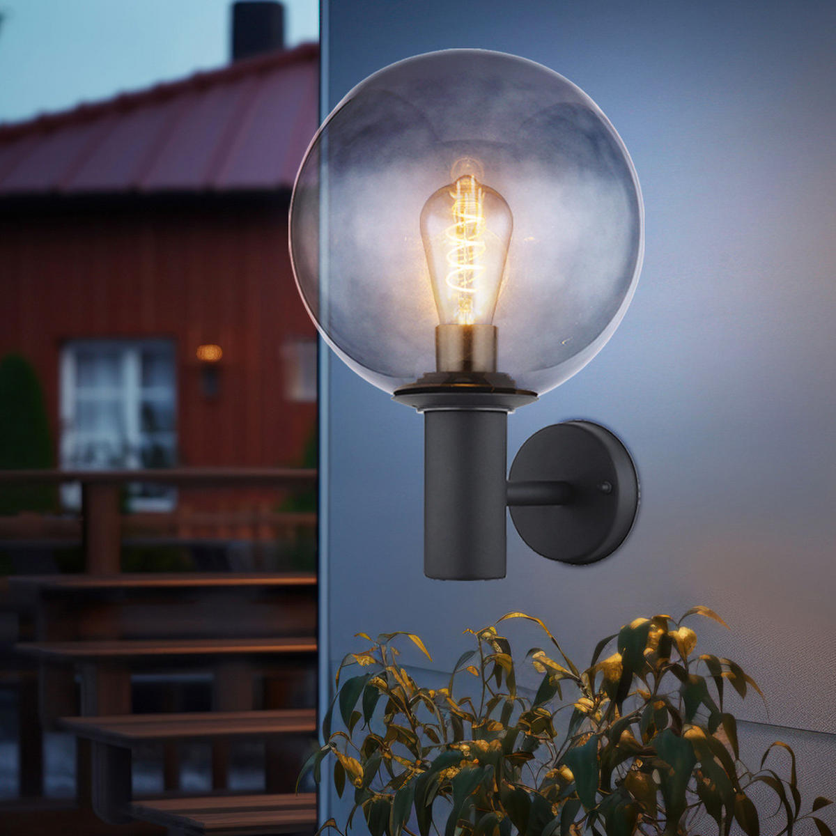 LED AUSSEN-WANDLEUCHTE Glas Anthrazit Metall - Anthrazit, Glas (25/37/26.5cm) - Globo Lighting