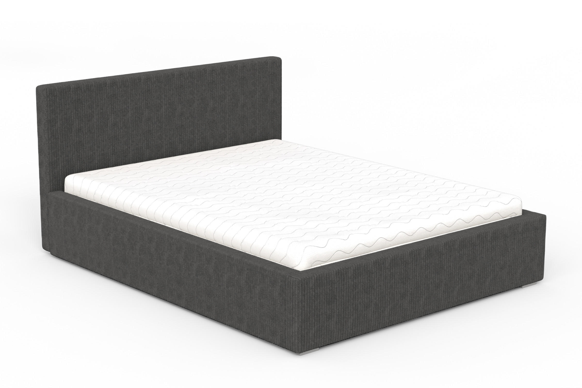 POLSTERBETT LOCCA 140/200 in Cord Anthrazit - Anthrazit, Holz/Holzwerkstoff (140/200cm) - Deine Möbel 24