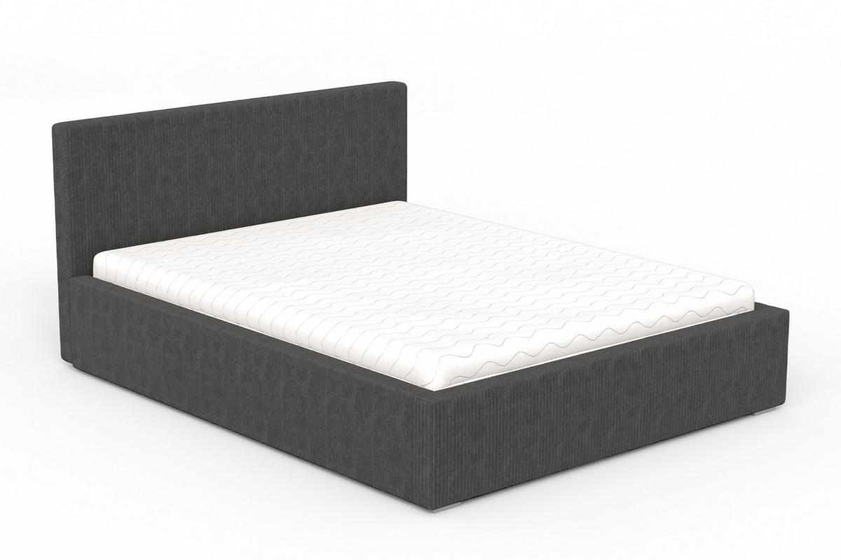 POLSTERBETT LOCCA 160/200 in Cord Anthrazit - Anthrazit, Holz/Holzwerkstoff (160/200cm) - Deine Möbel 24