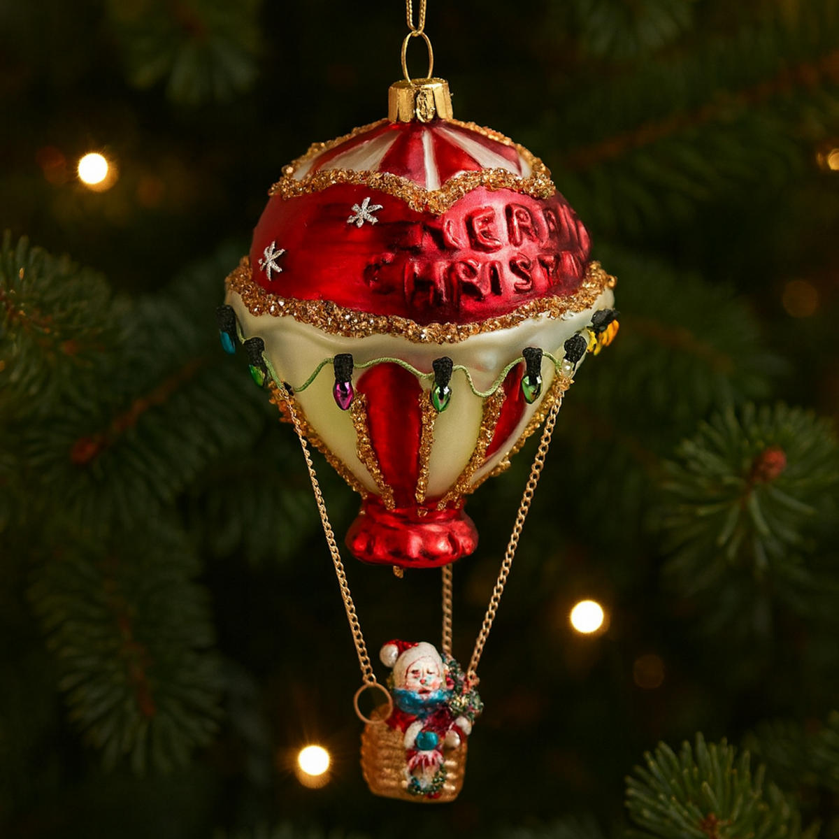 GLASKUGEL Twirlos, mehrfarbig, 8 x 8 x 16 cm, Dekorative Weihnachtsdeko - Multicolor, Glas (8/8/16cm) - home&you