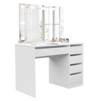 SCHMINKTISCH Bella Weiß Hochglanz 110 cm mit Spiegel und LED Beleuchtung - Weiß Hochglanz, Holzwerkstoff (110/77/55cm) - Idohome