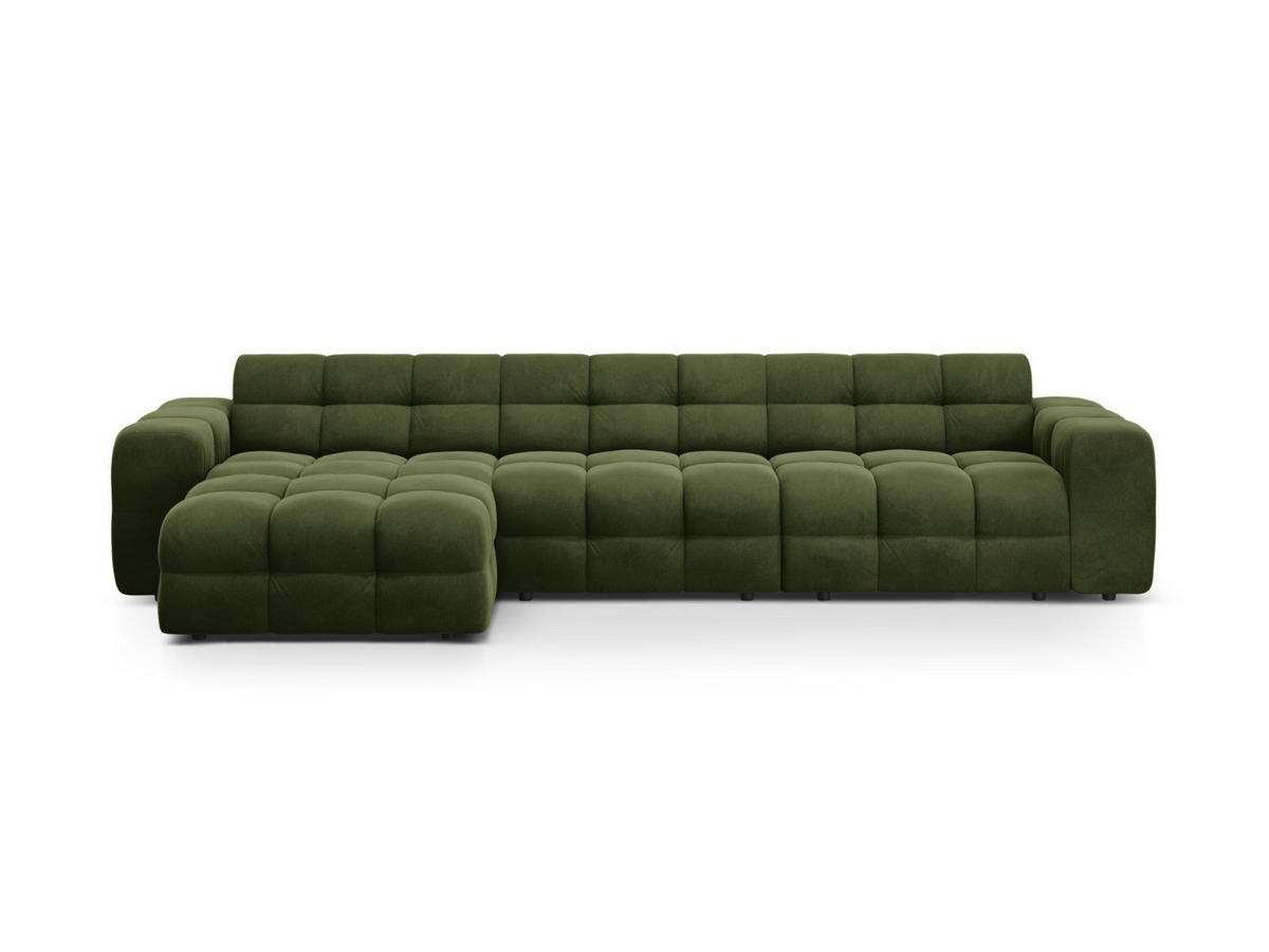 ECKSOFA links Kendal aus Samt armeegrün 5 Sitzplätze - Olivgrün, Textil (173/357cm) - Micadoni