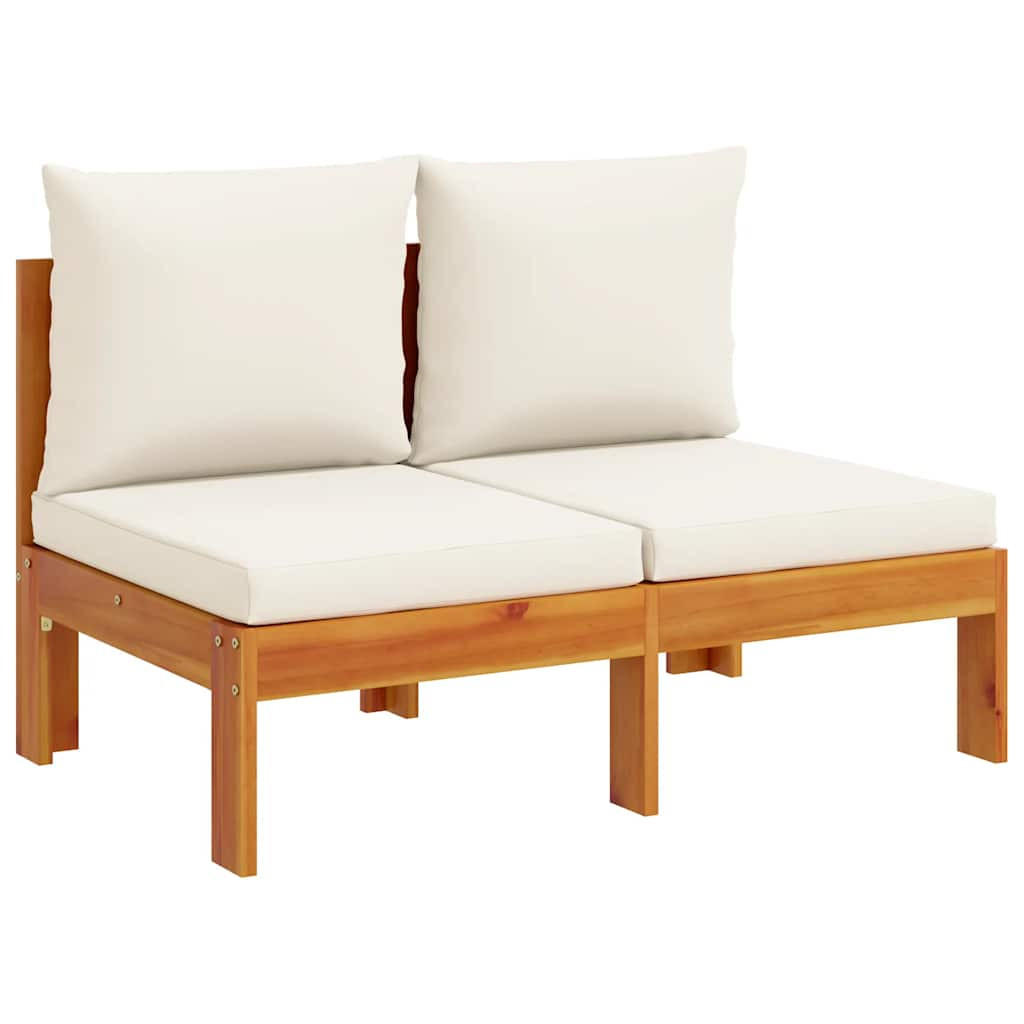 GARTENSOFA Ohne Armlehnen Mit Kissen 2-Sitzer Massivholz Akazie - Creme, Holz (68/64/106cm) - vidaXL