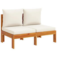 GARTENSOFA Ohne Armlehnen Mit Kissen 2-Sitzer Massivholz Akazie - Creme, Holz (68/64/106cm) - vidaXL