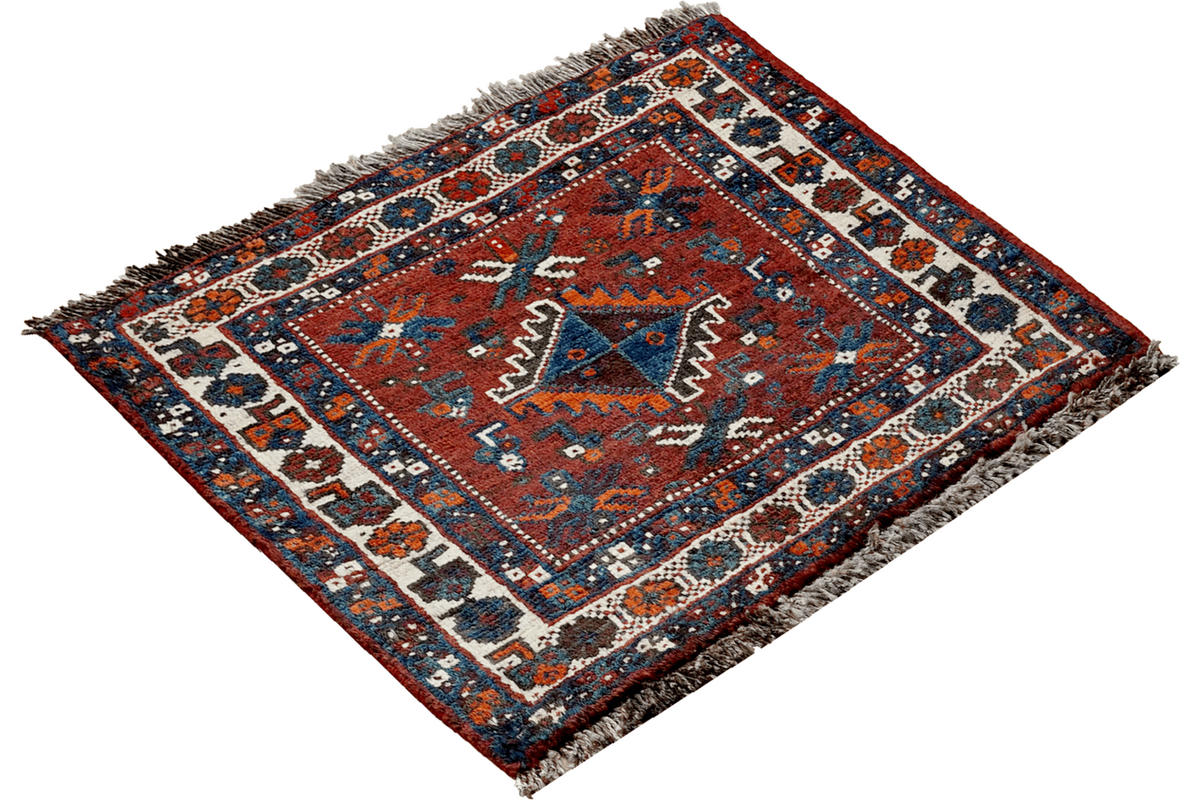 ORIENTTEPPICH handgeknüpft Gashgai Rot, Blau 63/57 cm Schurwolle - Blau/Rot, Textil (57/63cm) - Looma