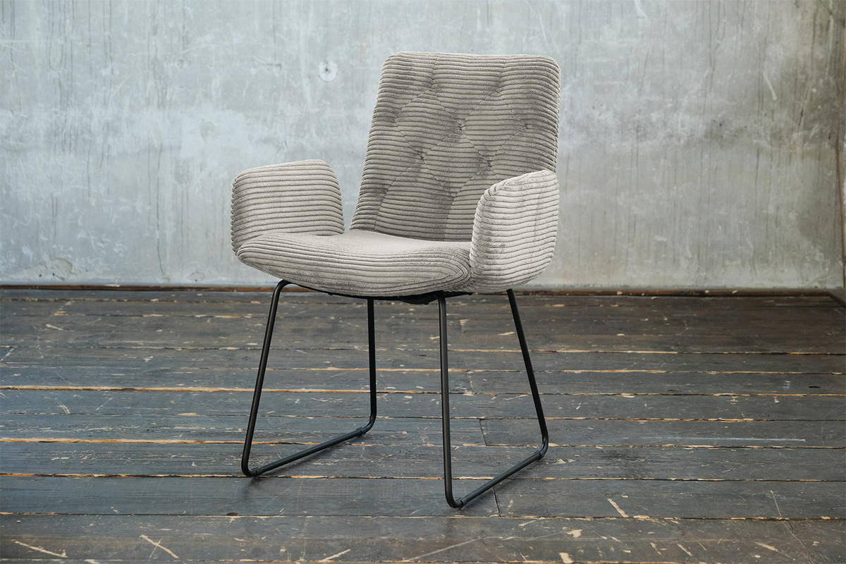 STUHL NEW CHARME Steingrau Cord - Greige/Grau, Textil (59/87/66cm) - KAWOLA