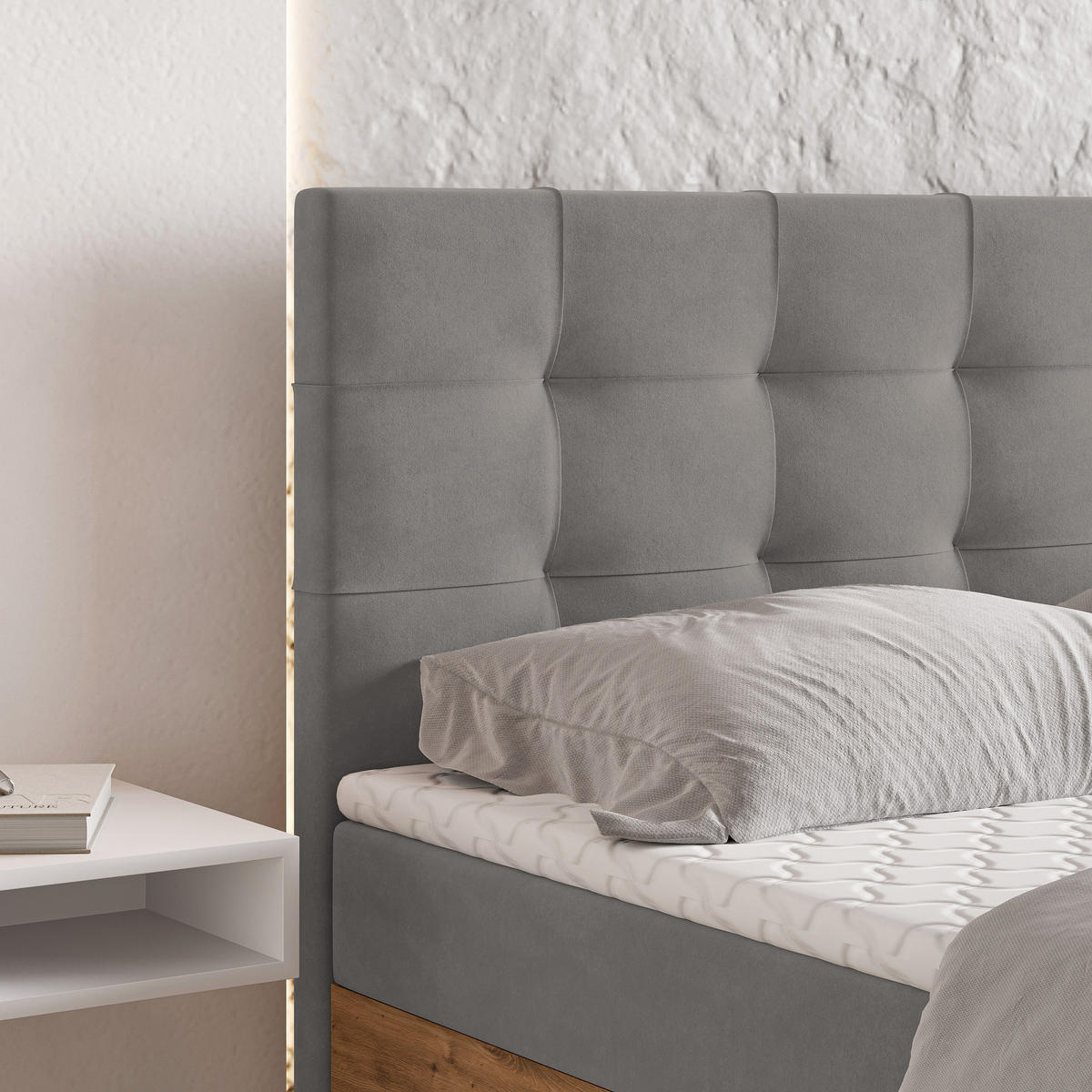 BOXBETT MOLVEN 160x200 cm mit Matratze und Topper - Grün - Grün, Holz (160/200cm) - MASSENO
