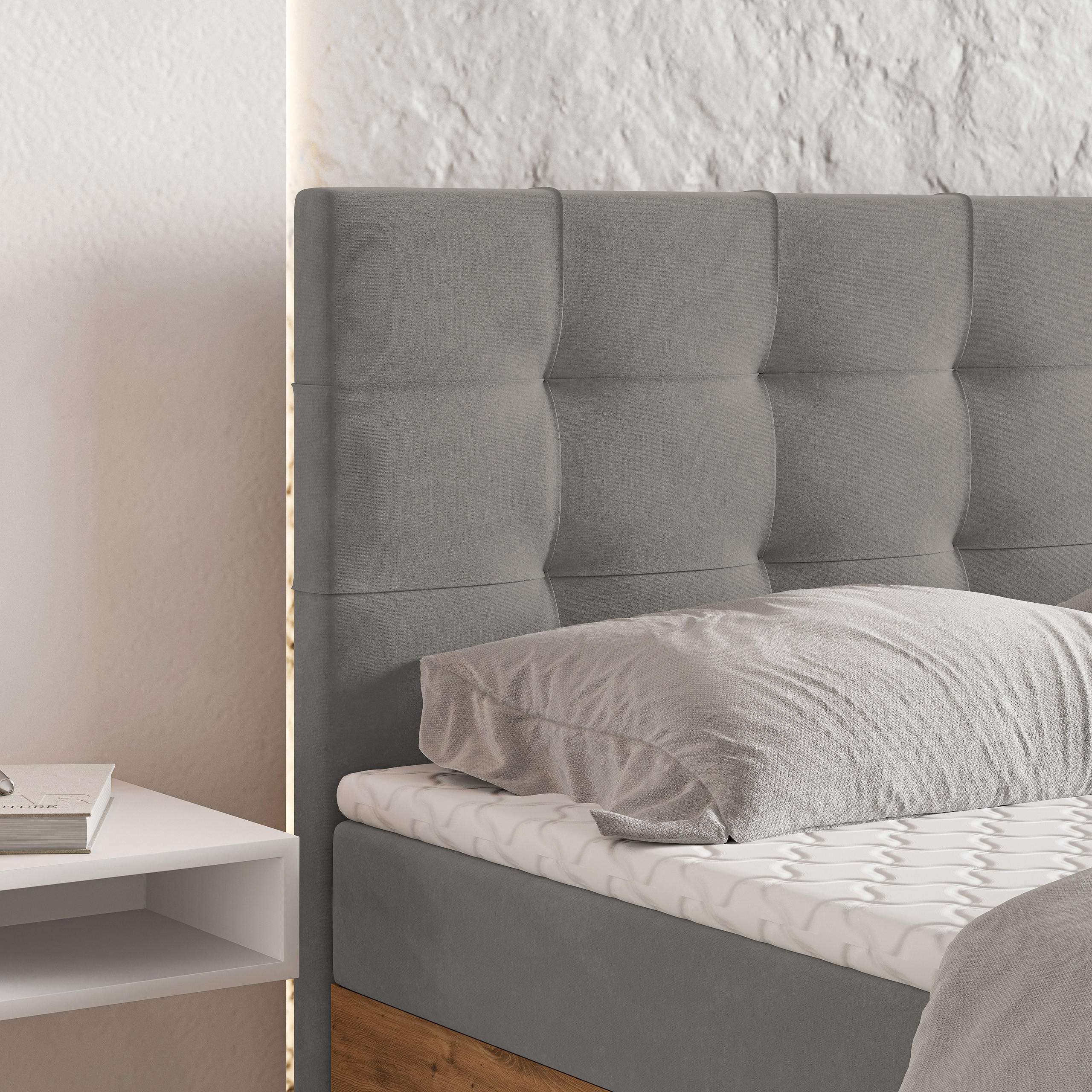 Thumbnail - Masseno Boxbett, Graphit, Holz, 140x200 cm, Schlafzimmer, Betten, Boxspringbetten