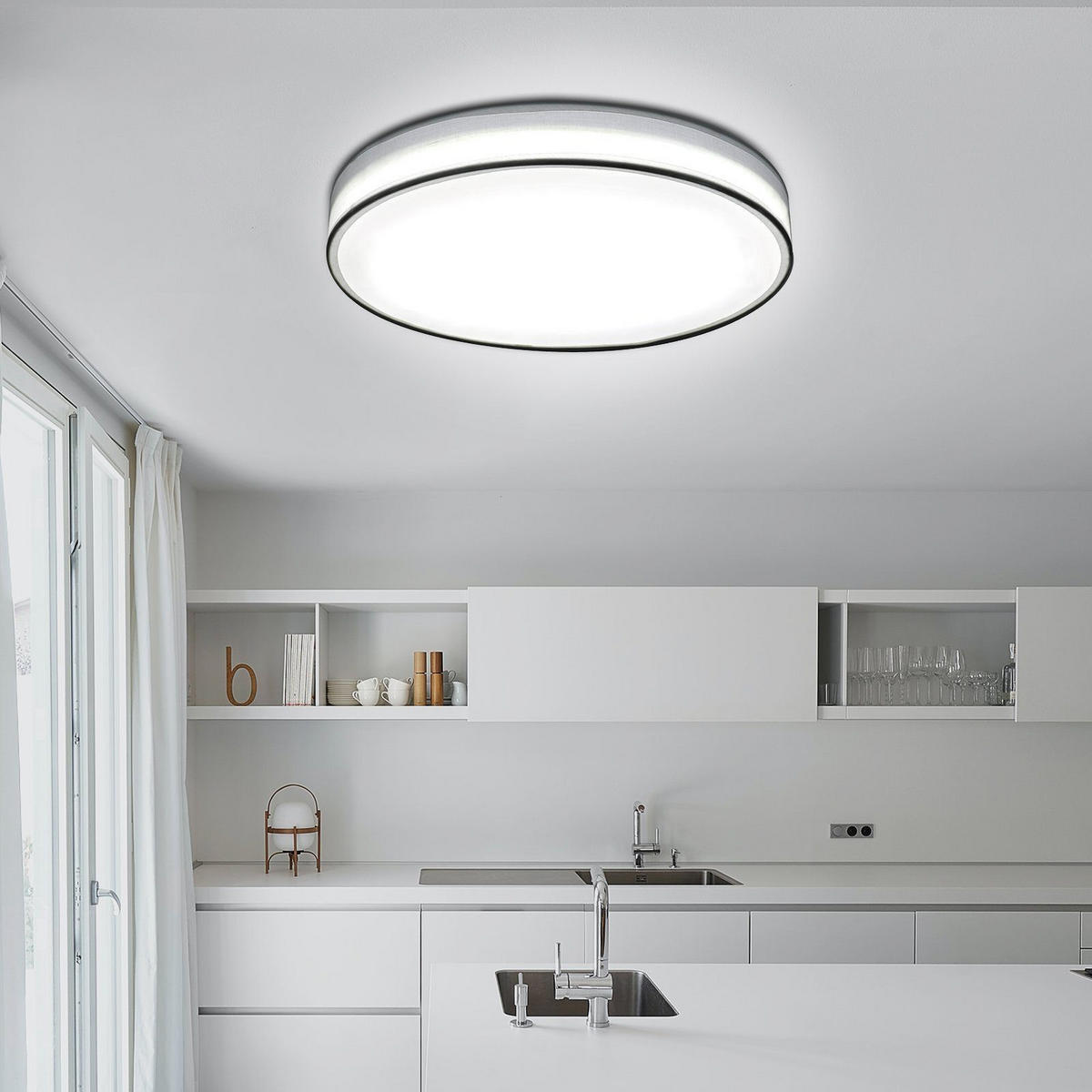 LED-DECKENLEUCHTE Debra 38/38/6 cm - Weiß, Textil (38/38/6cm) - Nettlife