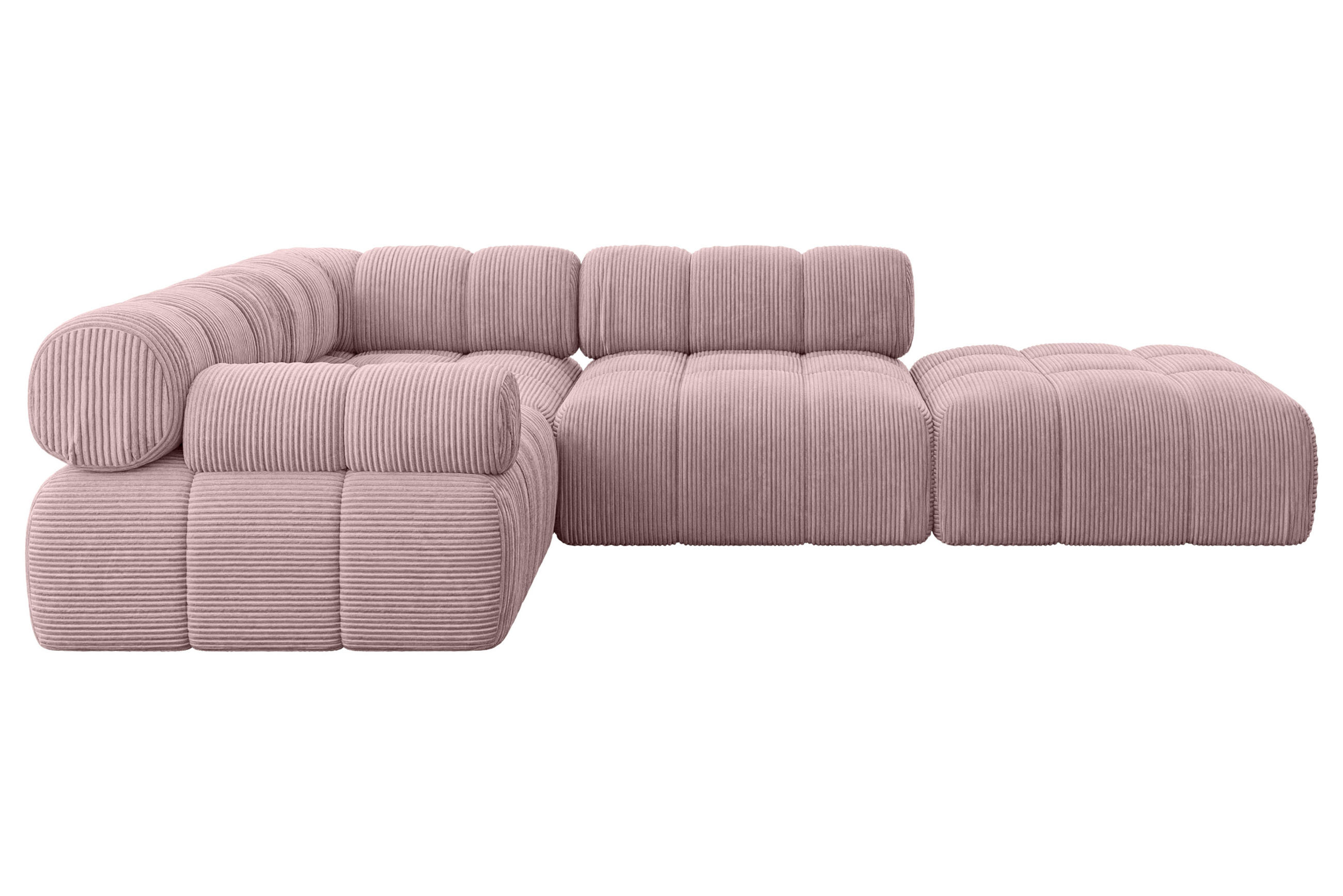 ECKSOFA modulares Sofa Felto-L1 - 285x190x70 cm Rosa Cord - Rosa, Holzwerkstoff/Textil (285/190cm) - ALTDECOR