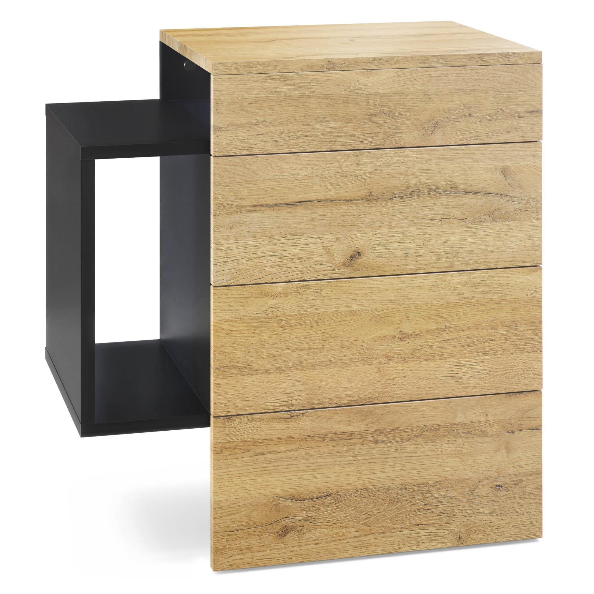 NACHTTISCH Queens Front in Eiche Natur - Eichefarben, Holzwerkstoff (60/63/36cm) - Vladon