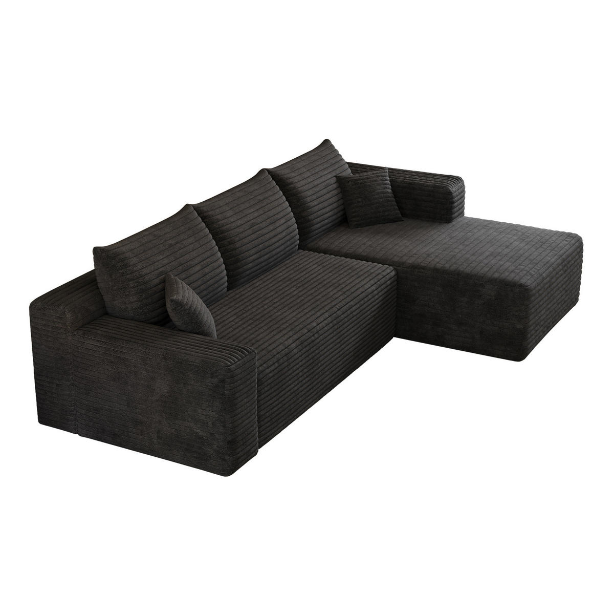 ECKSOFA 241/151/58 cm schwarz aus Stoff ohne Montage mit Chaise - Schwarz, Textil (151/241cm) - OKWISH