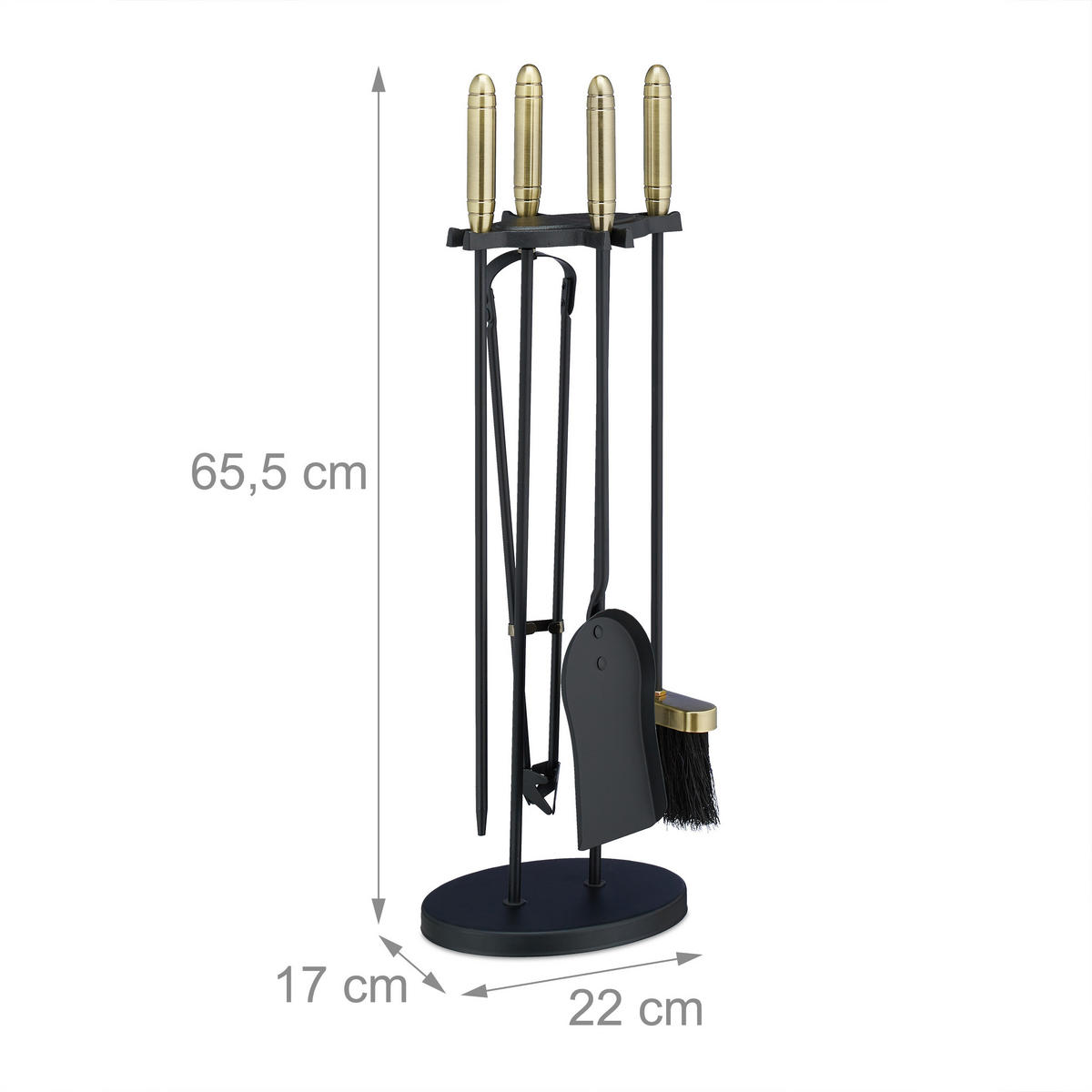 KAMINBESTECK 5tlg. - Schwarz, Metall (22/65.5/17cm) - Relaxdays